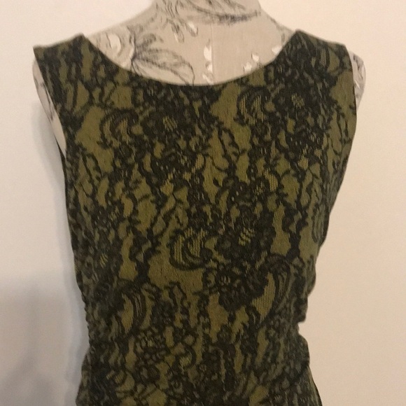 *nicole Miller Green Black Top L - Picture 2 of 5